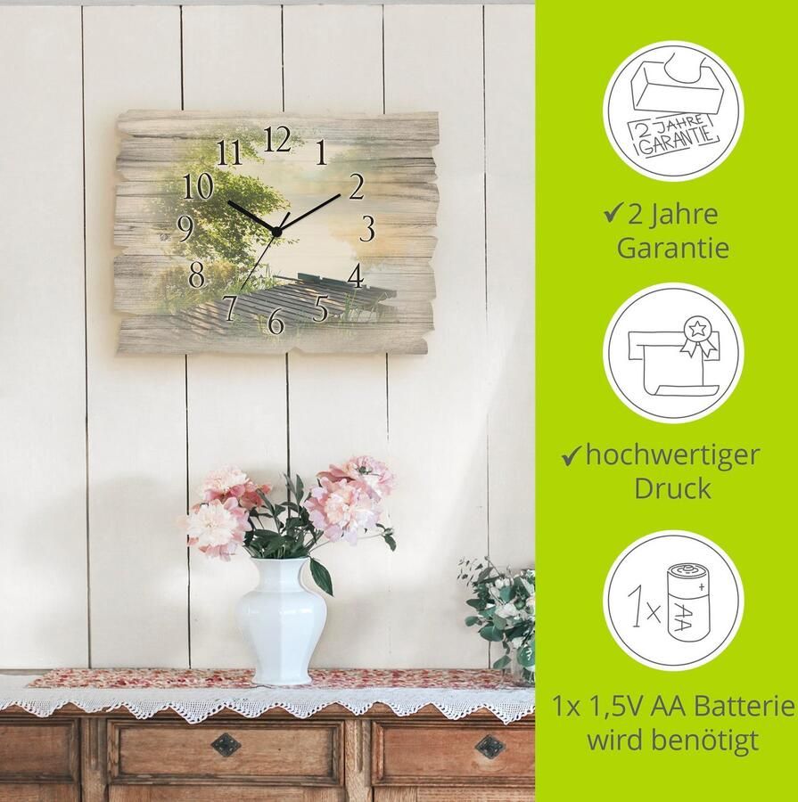 Artland Wandklok Stijger in de ochtend optioneel verkrijgbaar met kwarts- of radiografisch uurwerk geruisloos zonder tikkend geluid - Foto 5