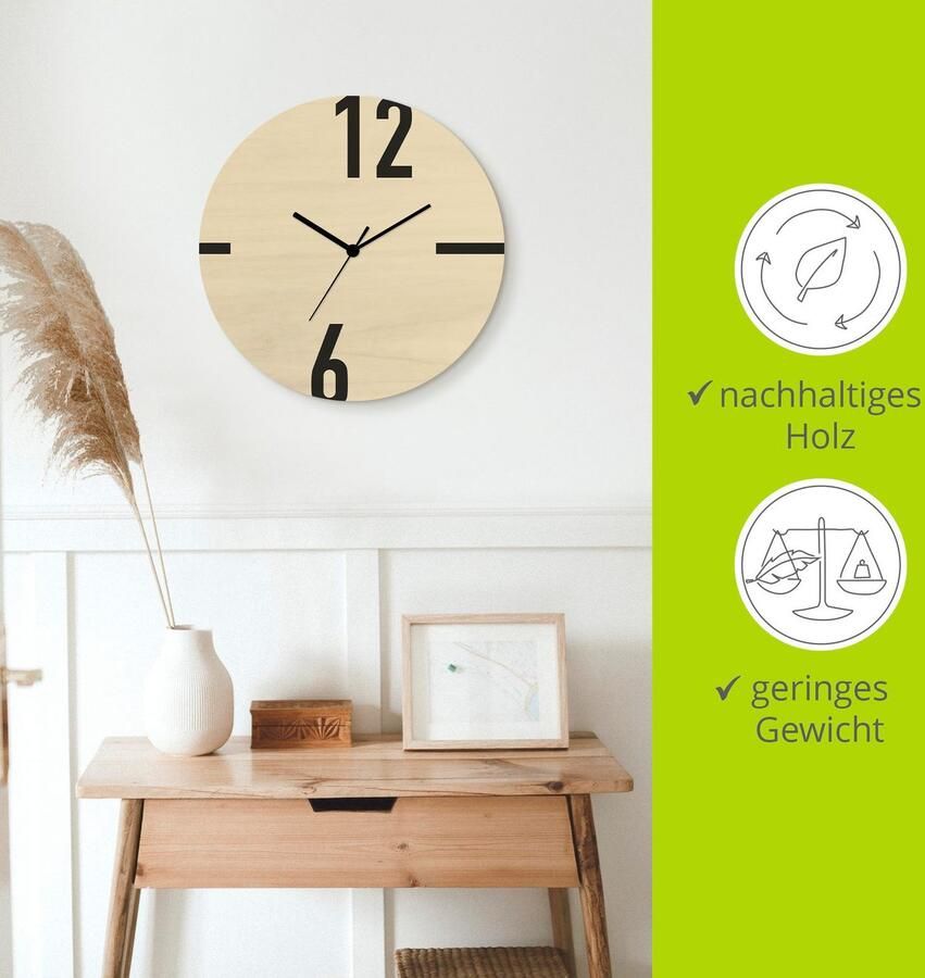 Artland Wandklok Tijd in asymmetrie optioneel verkrijgbaar met kwarts- of radiografisch uurwerk geruisloos zonder tikkend geluid - Foto 4