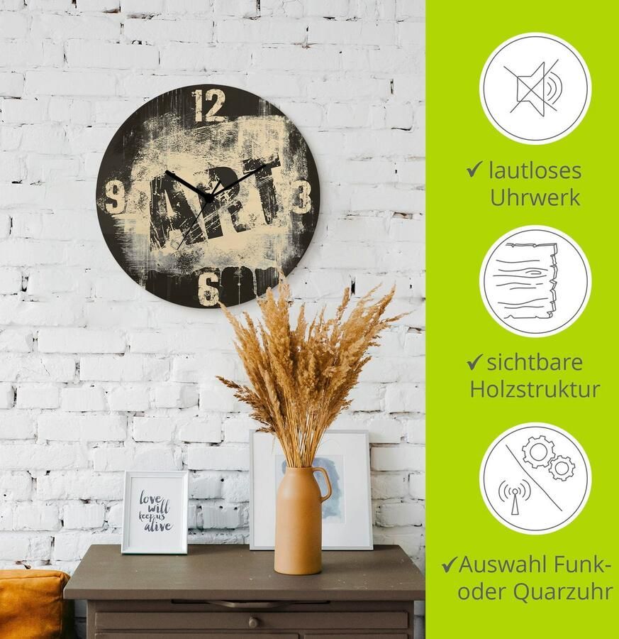 Artland Wandklok Tijd voor ART-graffiti optioneel verkrijgbaar met kwarts- of radiografisch uurwerk geruisloos zonder tikkend geluid - Foto 3