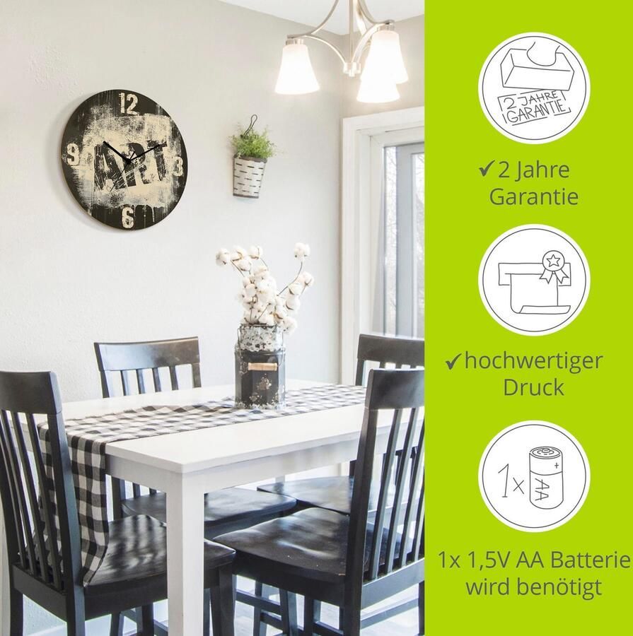 Artland Wandklok Tijd voor ART-graffiti optioneel verkrijgbaar met kwarts- of radiografisch uurwerk geruisloos zonder tikkend geluid - Foto 2