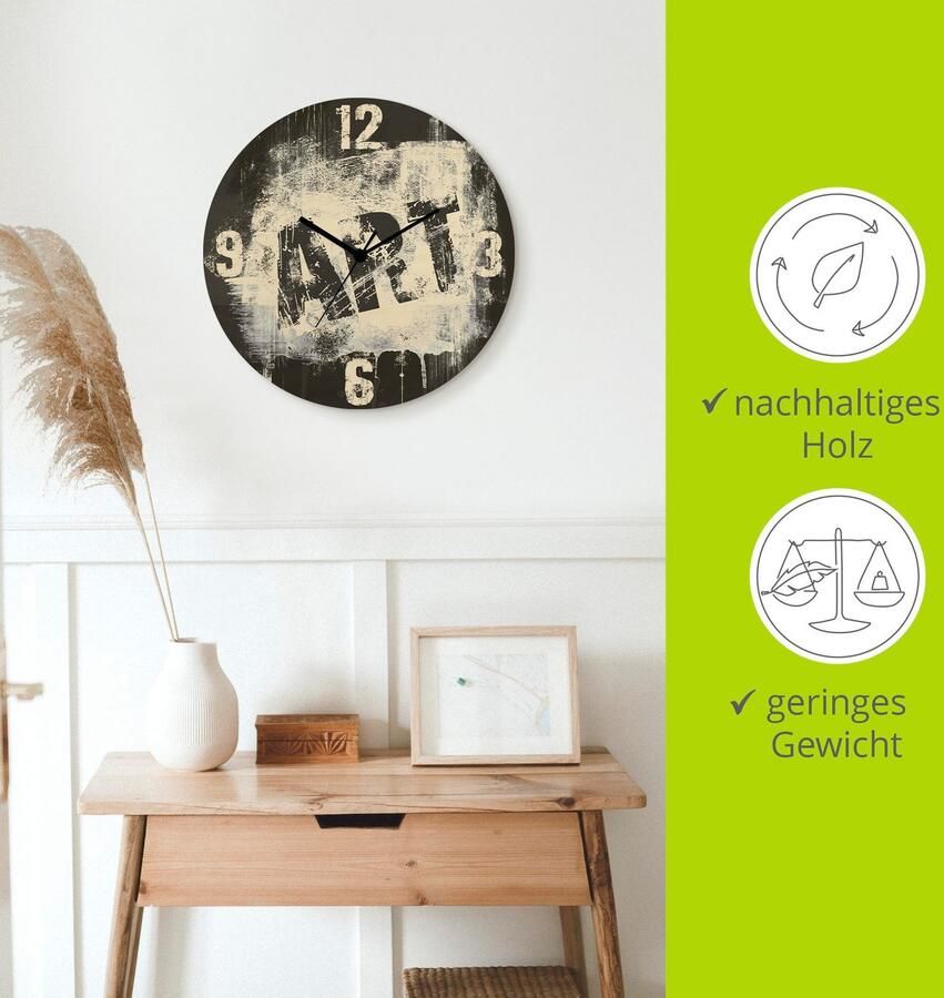 Artland Wandklok Tijd voor ART-graffiti optioneel verkrijgbaar met kwarts- of radiografisch uurwerk geruisloos zonder tikkend geluid - Foto 4