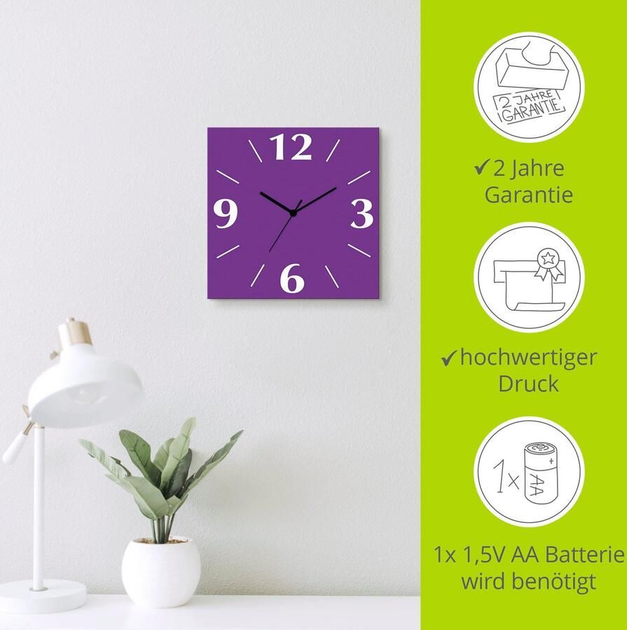 Artland Wandklok Uni trendkleuren optioneel verkrijgbaar met kwarts- of radiografisch uurwerk geruisloos zonder tikkend geluid - Foto 6