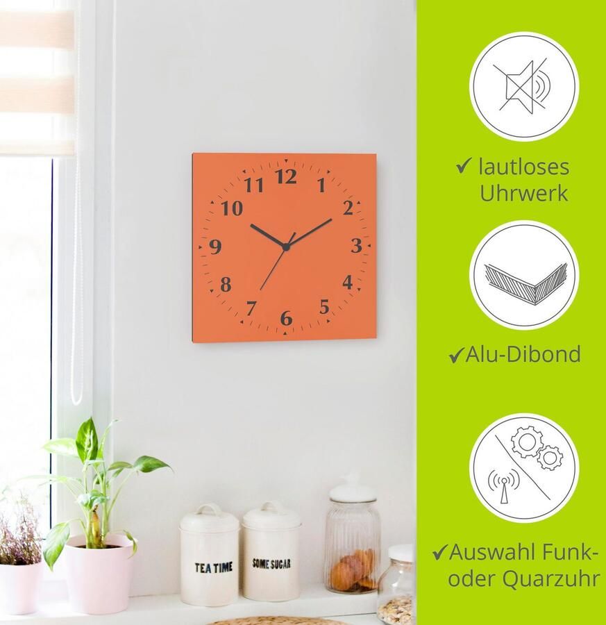 Artland Wandklok Uni trendkleuren optioneel verkrijgbaar met kwarts- of radiografisch uurwerk geruisloos zonder tikkend geluid - Foto 8