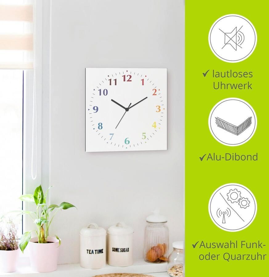 Artland Wandklok Uni trendkleuren optioneel verkrijgbaar met kwarts- of radiografisch uurwerk geruisloos zonder tikkend geluid - Foto 7