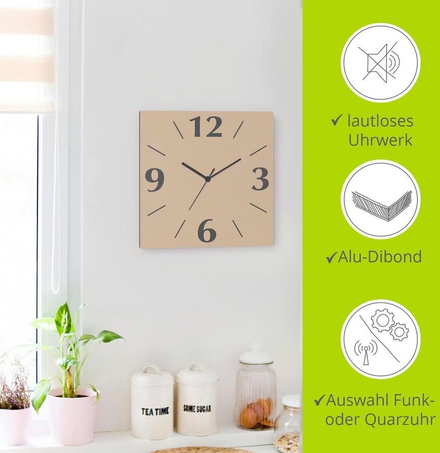 Artland Wandklok Uni trendkleuren optioneel verkrijgbaar met kwarts- of radiografisch uurwerk geruisloos zonder tikkend geluid - Foto 7