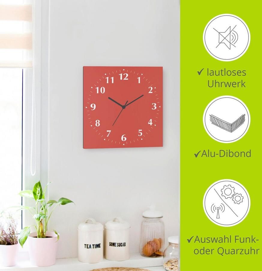 Artland Wandklok Uni trendkleuren optioneel verkrijgbaar met kwarts- of radiografisch uurwerk geruisloos zonder tikkend geluid - Foto 8