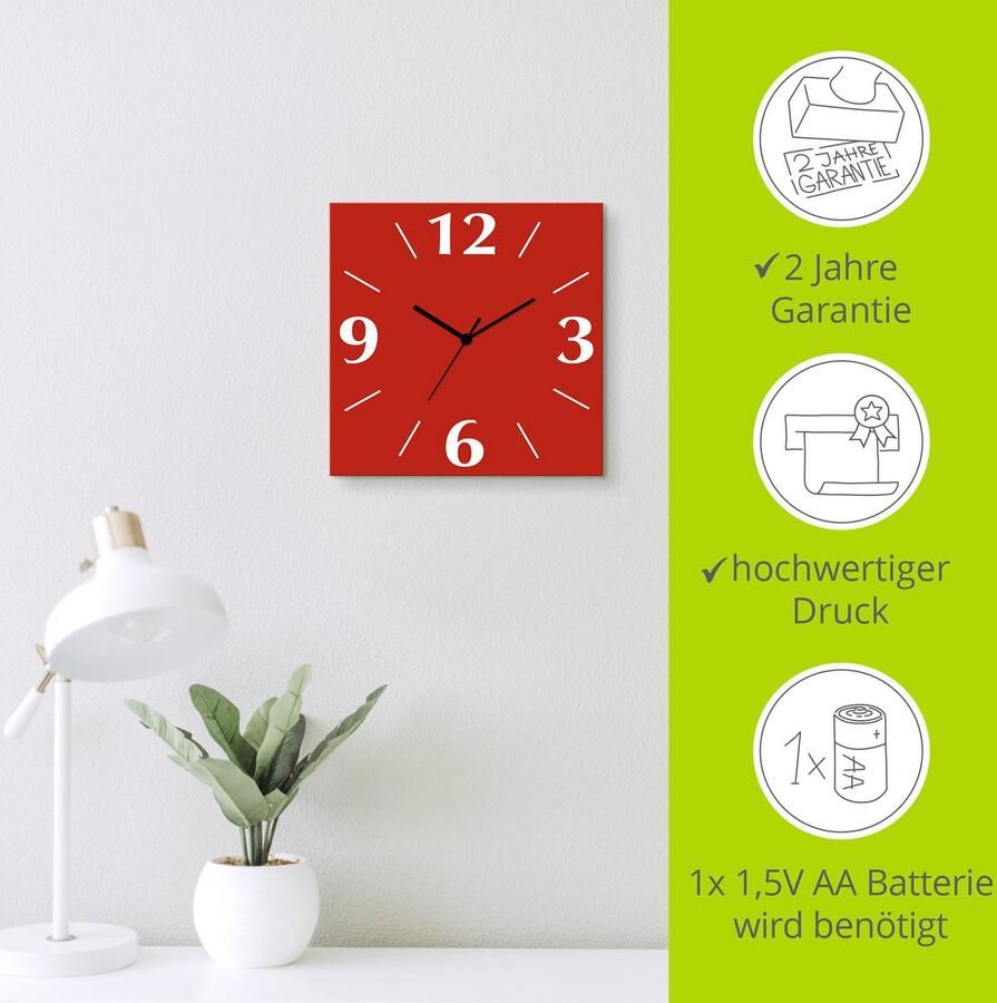 Artland Wandklok Uni trendkleuren optioneel verkrijgbaar met kwarts- of radiografisch uurwerk geruisloos zonder tikkend geluid - Foto 6