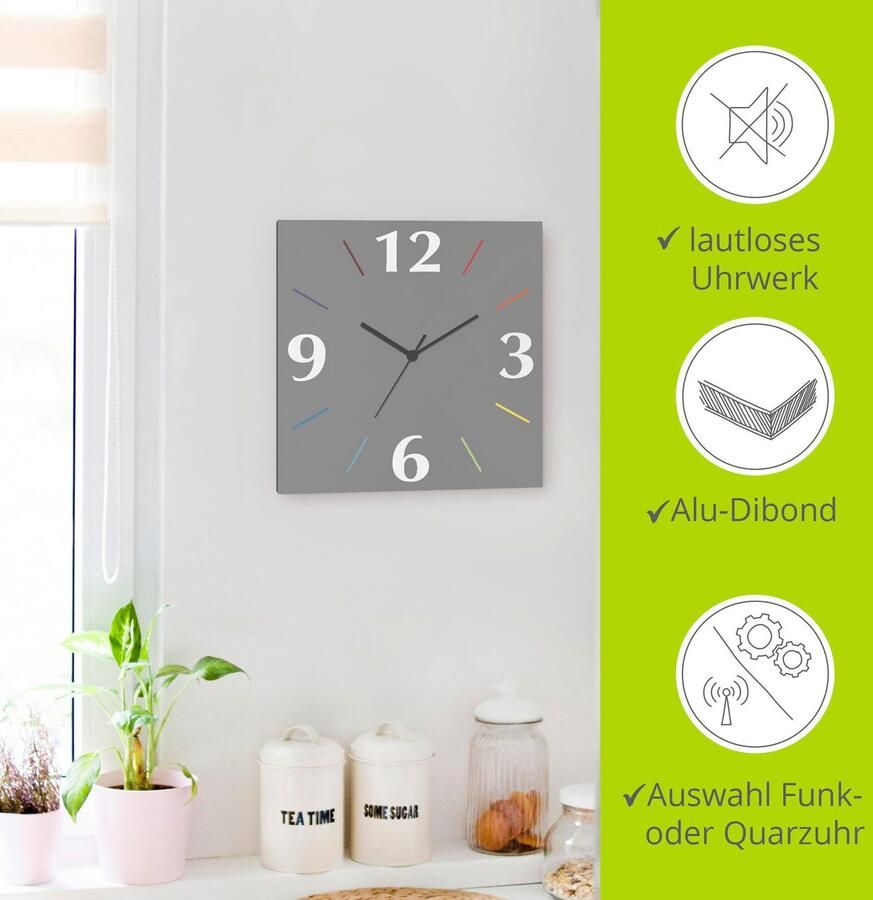 Artland Wandklok Uni trendkleuren optioneel verkrijgbaar met kwarts- of radiografisch uurwerk geruisloos zonder tikkend geluid - Foto 8