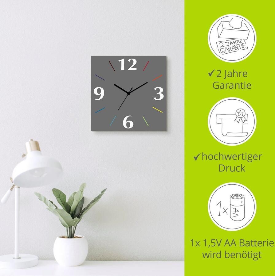 Artland Wandklok Uni trendkleuren optioneel verkrijgbaar met kwarts- of radiografisch uurwerk geruisloos zonder tikkend geluid - Foto 6