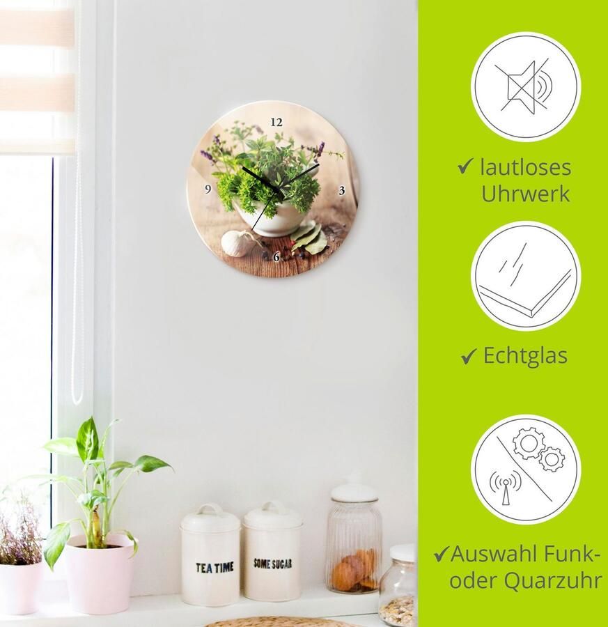 Artland Wandklok Verschillende kruiden keuken optioneel verkrijgbaar met kwarts- of radiografisch uurwerk geruisloos zonder tikkend geluid - Foto 6