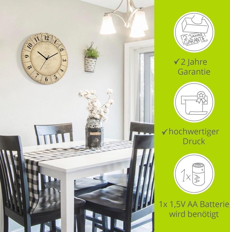 Artland Wandklok Vintage tijdfluisteraar optioneel verkrijgbaar met kwarts- of radiografisch uurwerk geruisloos zonder tikkend geluid - Foto 2