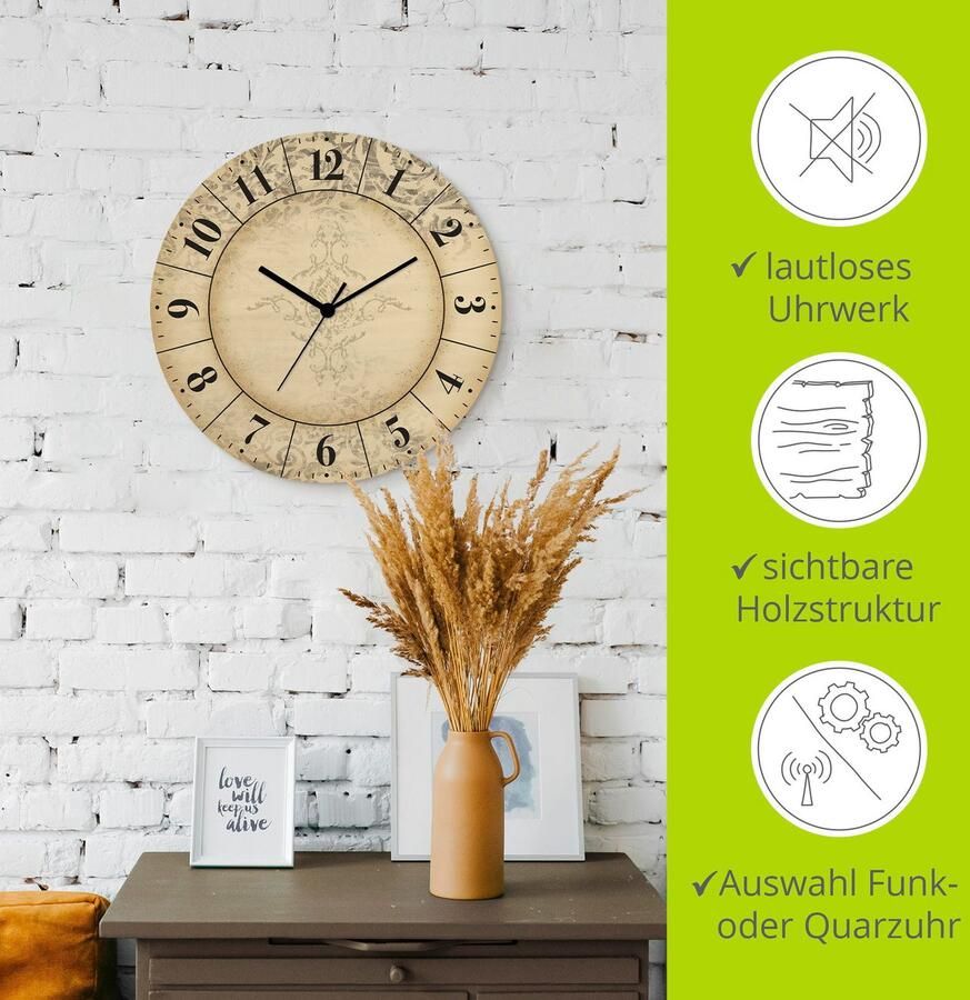 Artland Wandklok Vintage tijdfluisteraar optioneel verkrijgbaar met kwarts- of radiografisch uurwerk geruisloos zonder tikkend geluid - Foto 3