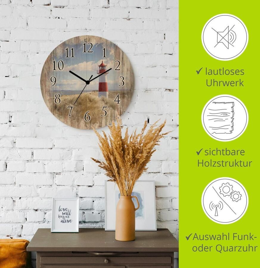 Artland Wandklok Vuurtoren Sylt optioneel verkrijgbaar met kwarts- of radiografisch uurwerk geruisloos zonder tikkend geluid - Foto 3