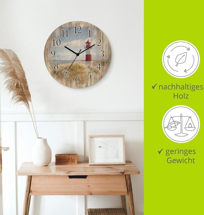 Artland Wandklok Vuurtoren Sylt optioneel verkrijgbaar met kwarts- of radiografisch uurwerk geruisloos zonder tikkend geluid - Foto 4