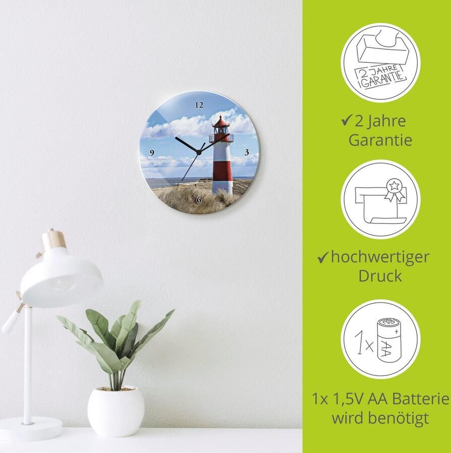 Artland Wandklok Vuurtoren Sylt optioneel verkrijgbaar met kwarts- of radiografisch uurwerk geruisloos zonder tikkend geluid - Foto 5