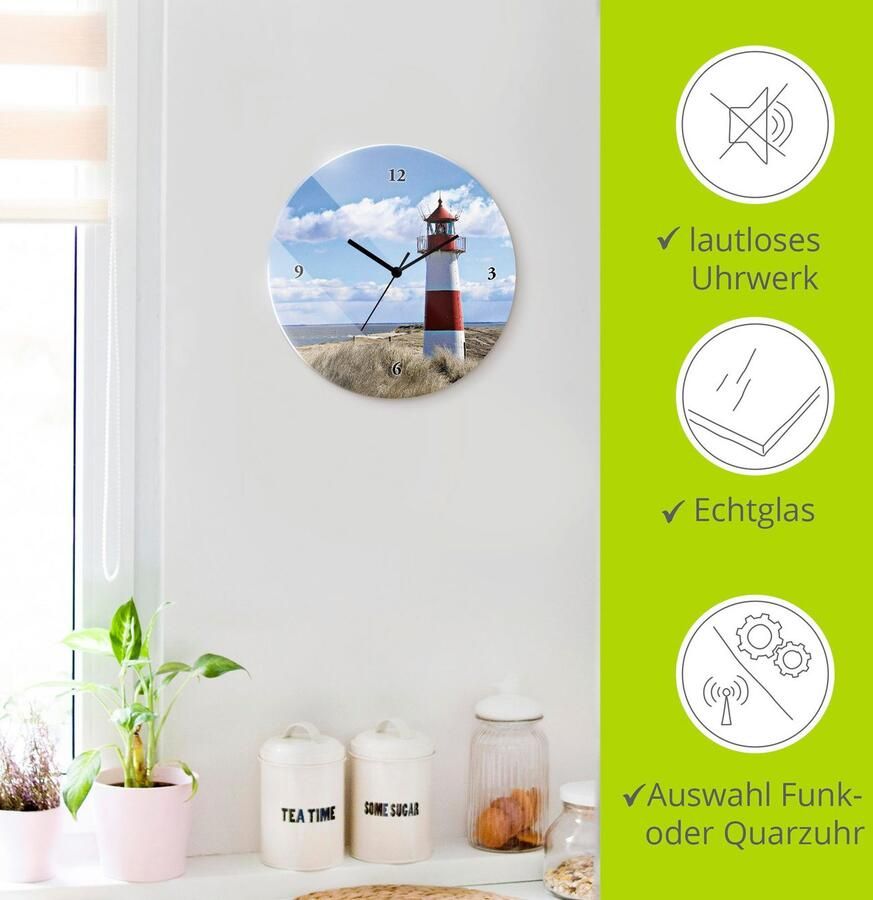 Artland Wandklok Vuurtoren Sylt optioneel verkrijgbaar met kwarts- of radiografisch uurwerk geruisloos zonder tikkend geluid - Foto 6
