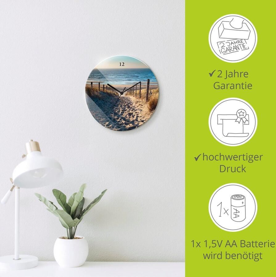 Artland Wandklok Weg naar het Noordzeestrand zonsondergang optioneel verkrijgbaar met kwarts- of radiografisch uurwerk geruisloos zonder tikkend geluid - Foto 5