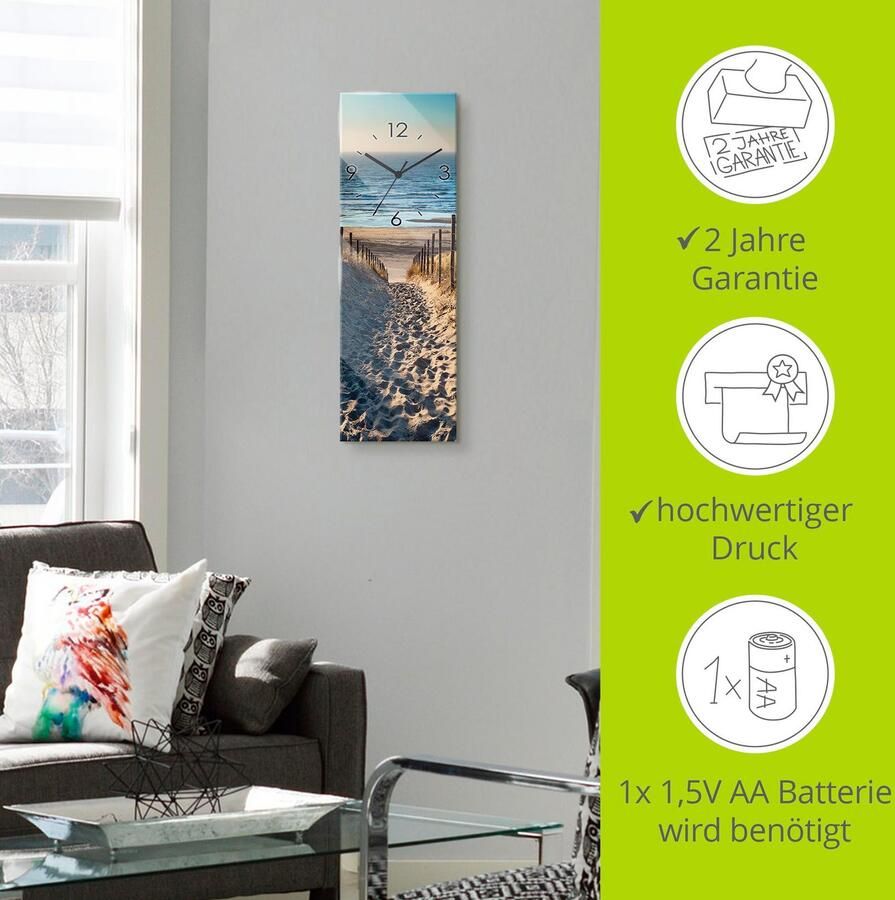 Artland Wandklok Weg naar het Noordzeestrand zonsondergang optioneel verkrijgbaar met kwarts- of radiografisch uurwerk geruisloos zonder tikkend geluid - Foto 6