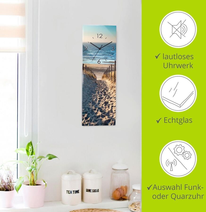 Artland Wandklok Weg naar het Noordzeestrand zonsondergang optioneel verkrijgbaar met kwarts- of radiografisch uurwerk geruisloos zonder tikkend geluid - Foto 7