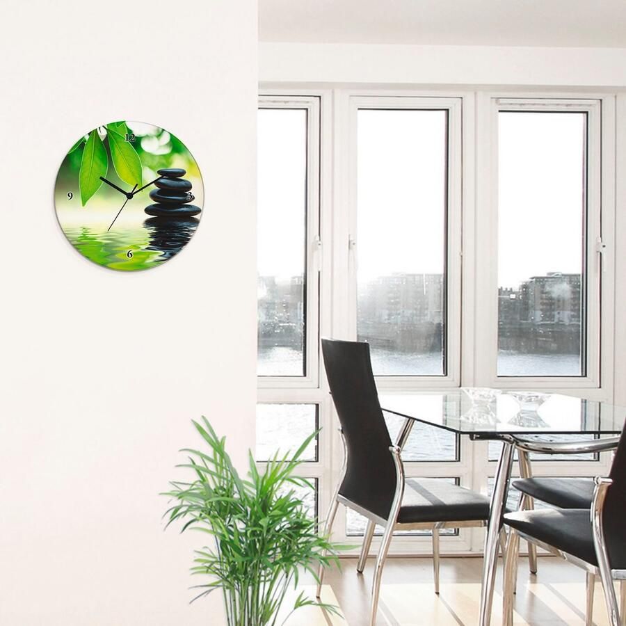 Artland Wandklok Zen steenpiramide op wateroppervlak optioneel verkrijgbaar met kwarts- of radiografisch uurwerk geruisloos zonder tikkend geluid - Foto 2