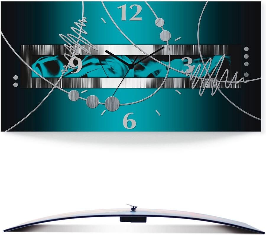 Artland Wandklok Zilverkleur abstract op petrol 3d-look geschulpt met kwarts- of radiografisch uurwerk verschillende maten - Foto 6