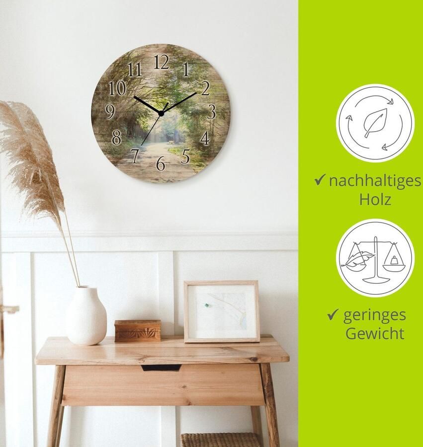 Artland Wandklok Zonnig bos optioneel verkrijgbaar met kwarts- of radiografisch uurwerk geruisloos zonder tikkend geluid - Foto 4