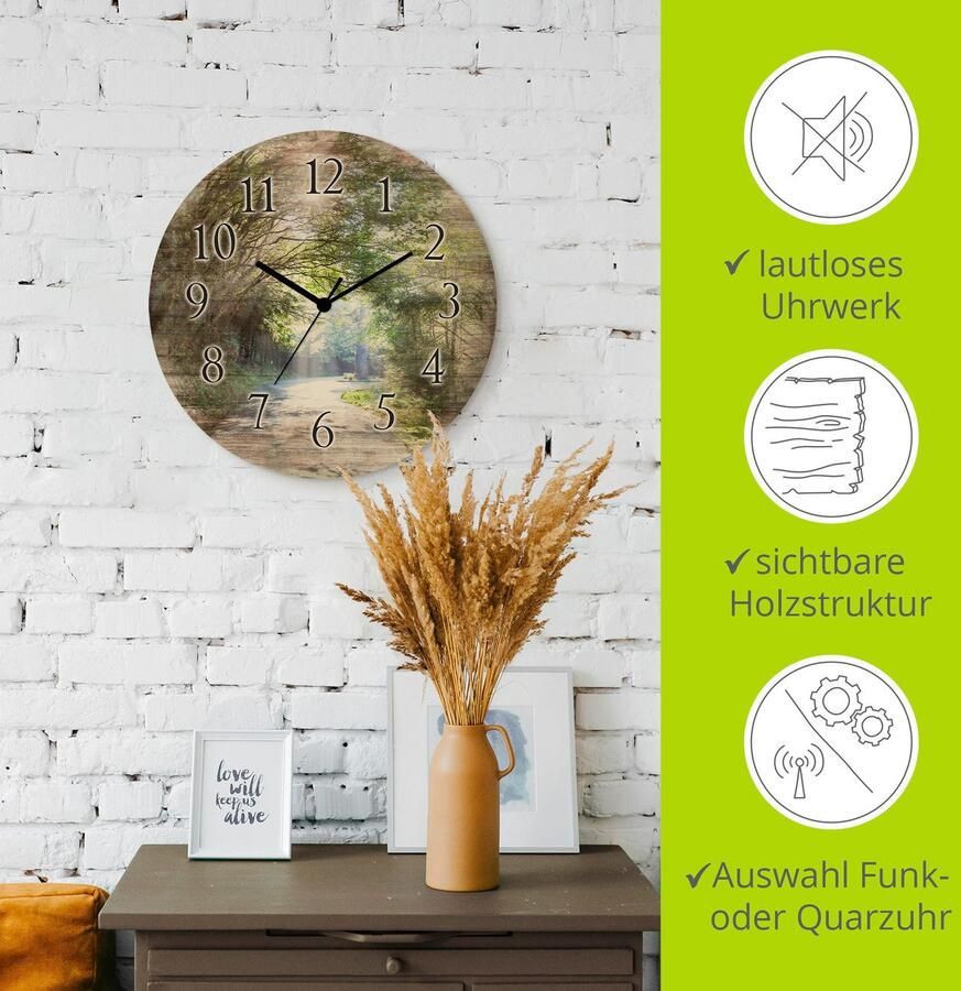 Artland Wandklok Zonnig bos optioneel verkrijgbaar met kwarts- of radiografisch uurwerk geruisloos zonder tikkend geluid - Foto 3