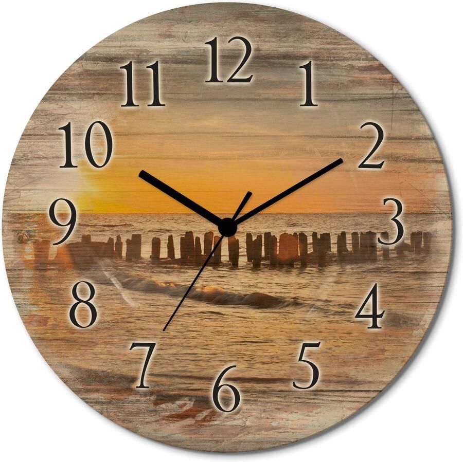 Artland Wandklok Zonsondergang aan het strand optioneel verkrijgbaar met kwarts- of radiografisch uurwerk geruisloos zonder tikkend geluid - Foto 6