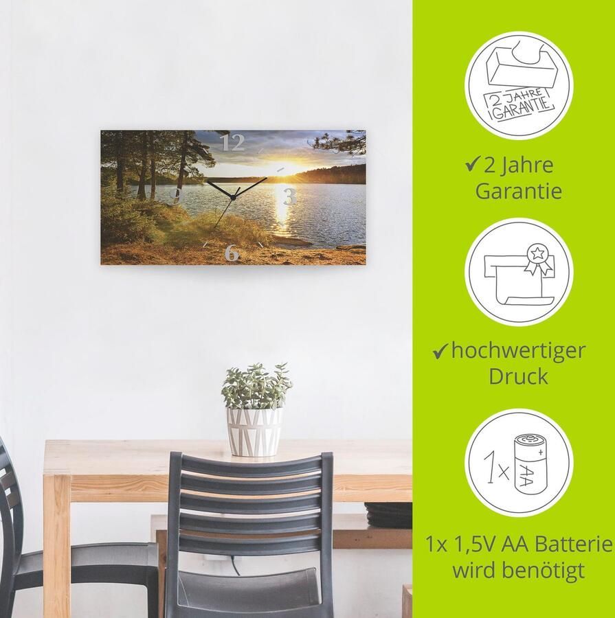 Artland Wandklok Zonsondergang boven meer Algonquin park 3d-look geschulpt met kwarts- of radiografisch uurwerk verschillende maten - Foto 4