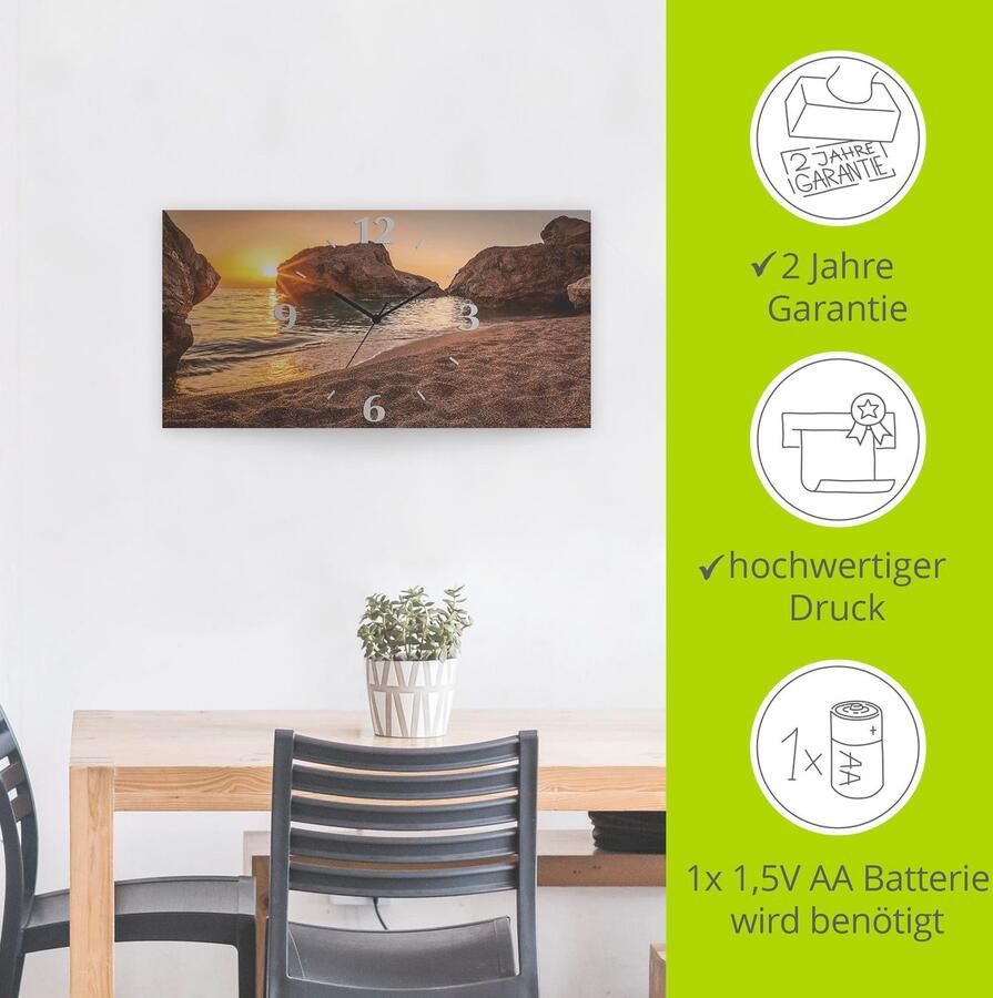Artland Wandklok Zonsondergang en strand 3d-look geschulpt met kwarts- of radiografisch uurwerk verschillende maten - Foto 4