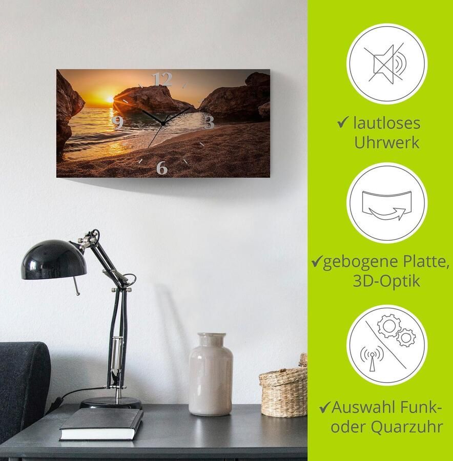 Artland Wandklok Zonsondergang en strand 3d-look geschulpt met kwarts- of radiografisch uurwerk verschillende maten - Foto 6