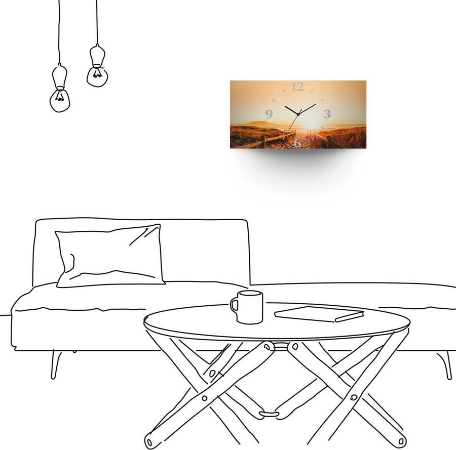 Artland Wandklok Zonsondergang panorama strand - Foto 6