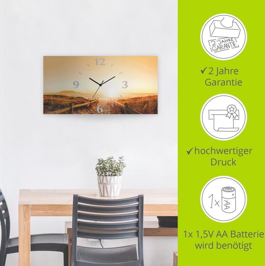 Artland Wandklok Zonsondergang panorama strand 3d-look geschulpt met kwarts- of radiografisch uurwerk verschillende maten - Foto 4