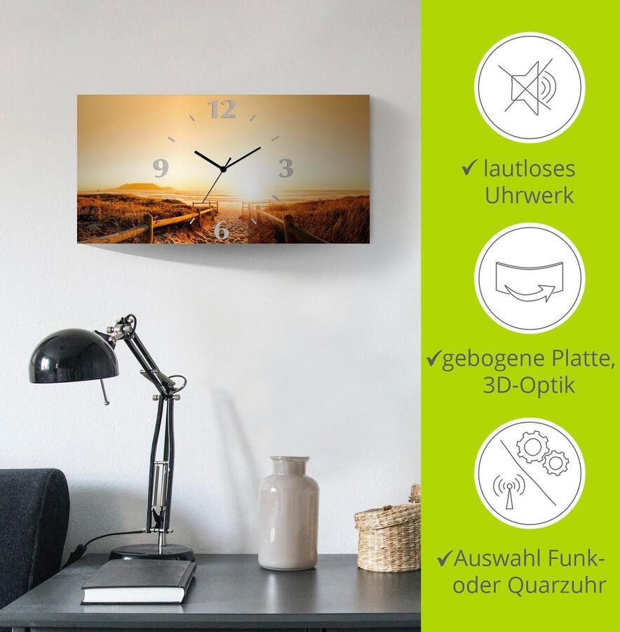 Artland Wandklok Zonsondergang panorama strand 3d-look geschulpt met kwarts- of radiografisch uurwerk verschillende maten - Foto 6