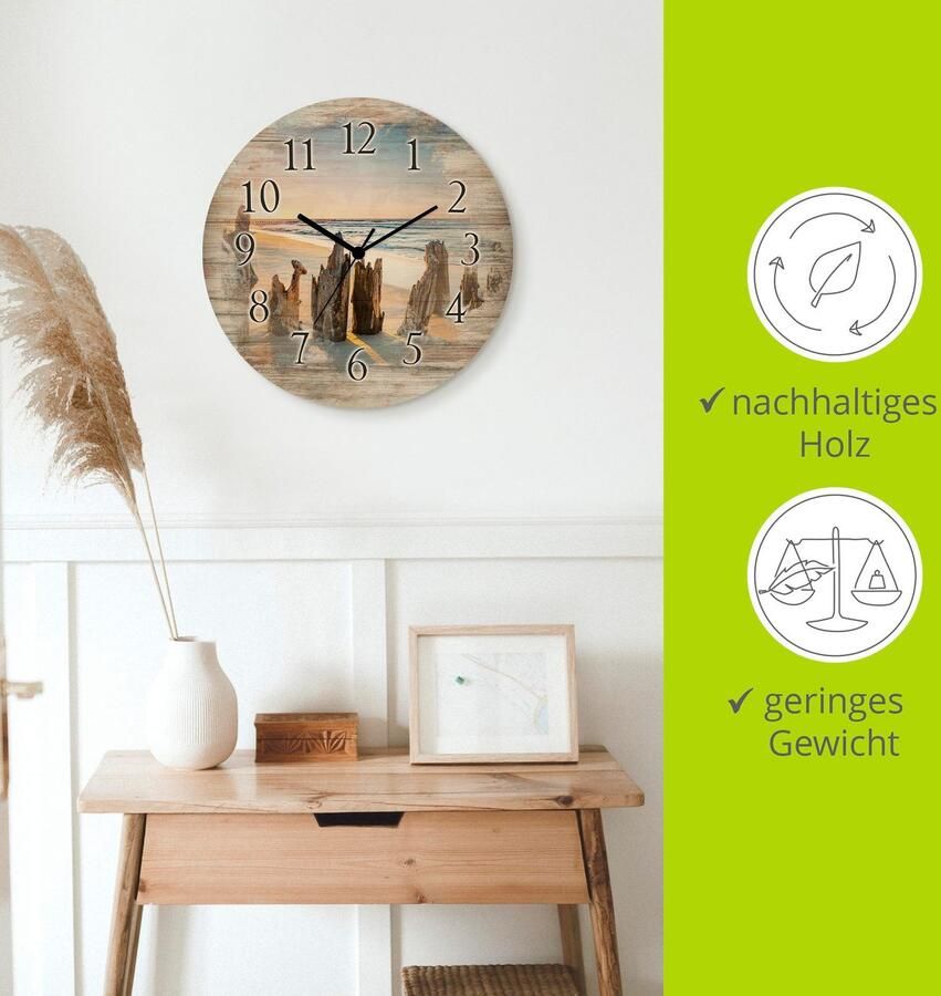 Artland Wandklok Zonsondergang strand optioneel verkrijgbaar met kwarts- of radiografisch uurwerk geruisloos zonder tikkend geluid - Foto 4