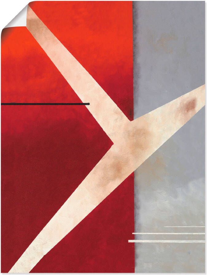 Artland Artprint Abstract in rood grijs als artprint op linnen poster in verschillende formaten maten - Foto 1