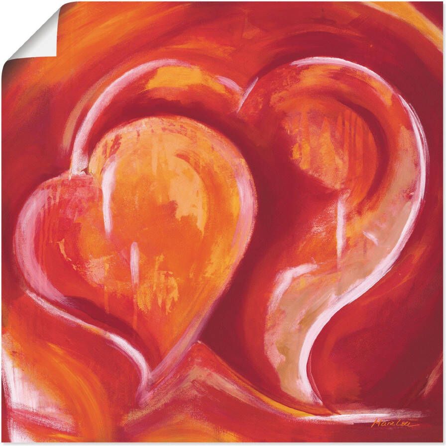 Artland Artprint Abstracte harten rood als artprint op linnen poster in verschillende formaten maten - Foto 1