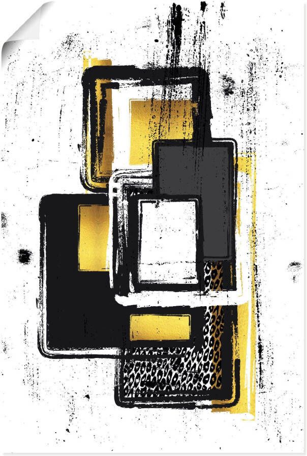 Artland Artprint Abstracte ruiten Abstracte schilderkunst Nr. 3 goud als artprint op linnen poster muursticker in verschillende maten - Foto 1