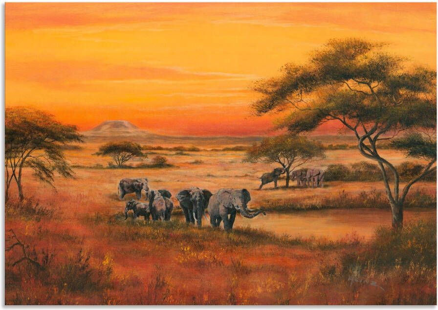 Artland Artprint Afrika Olifanten als artprint van aluminium artprint voor buiten artprint op linnen poster in verschillende maten. maten - Foto 5