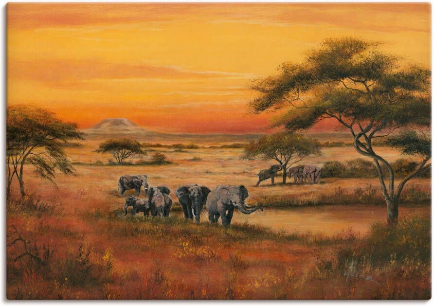 Artland Artprint Afrika Olifanten als artprint van aluminium artprint voor buiten artprint op linnen poster in verschillende maten. maten - Foto 4