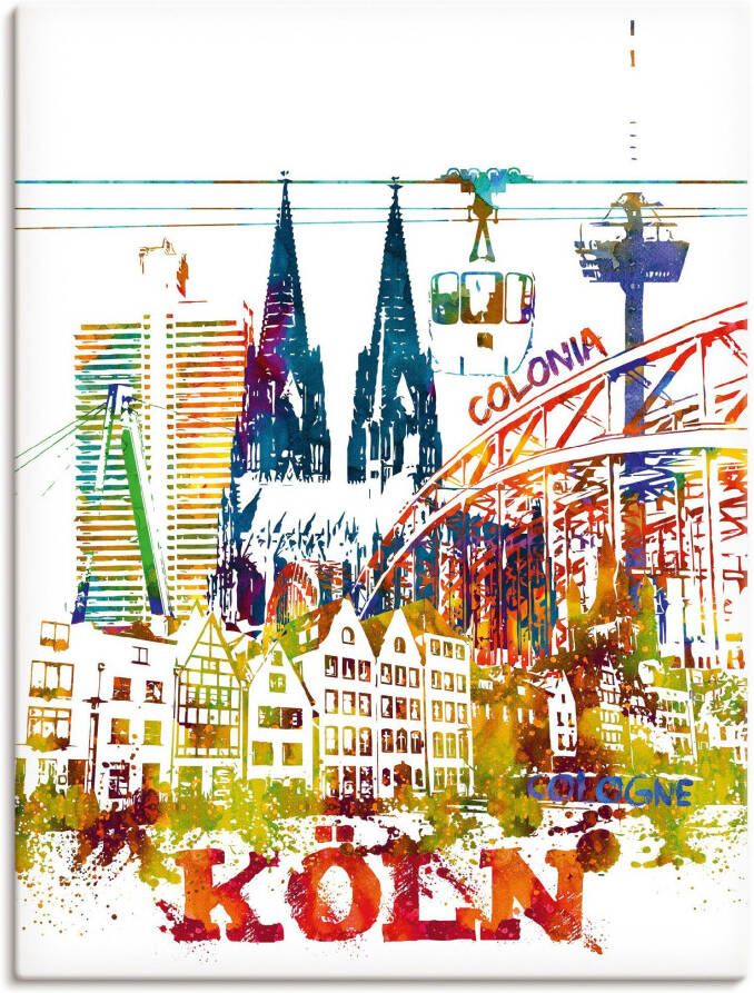 Artland Artprint op linnen Köln Dom grafiek gespannen op een spieraam - Foto 1