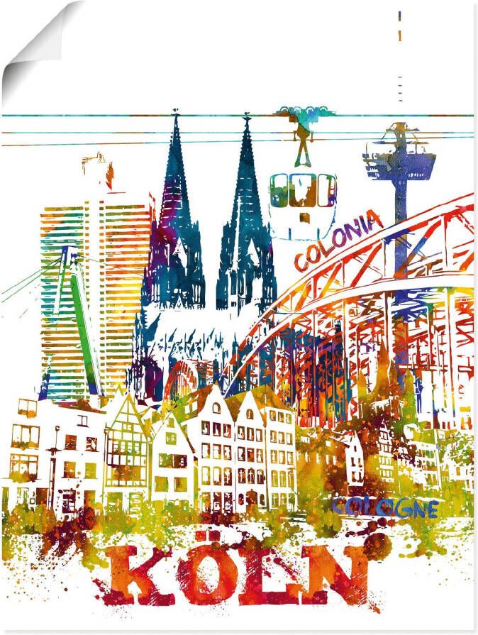 Artland Artprint op linnen Köln Dom grafiek gespannen op een spieraam