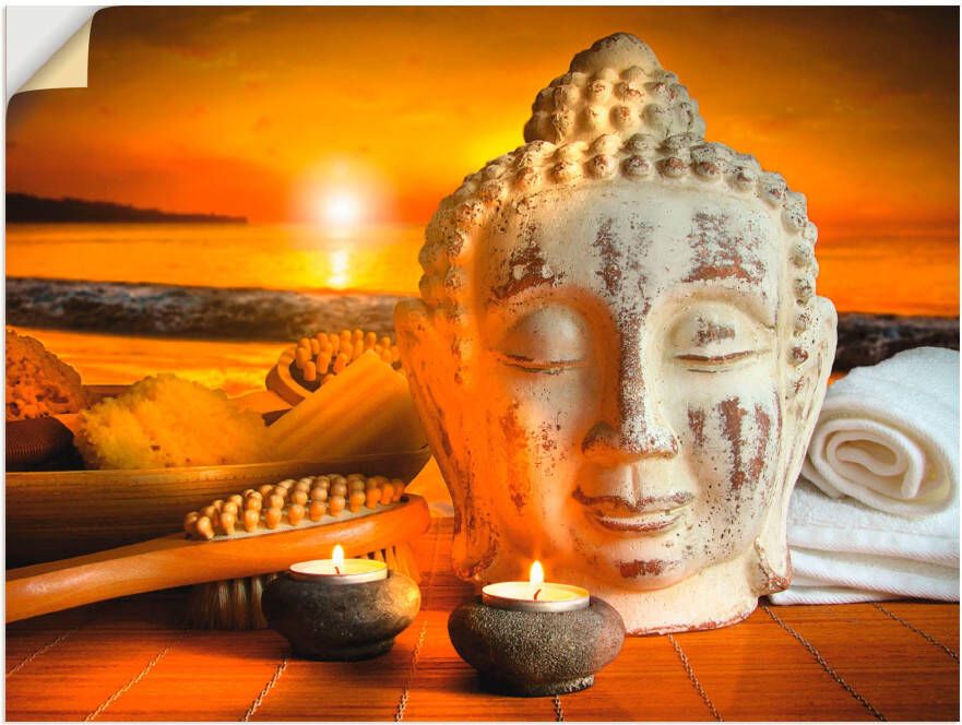 Artland Artprint Bad-accessoires met boeddha-standbeeld als artprint van aluminium artprint op linnen muursticker verschillende maten - Foto 8