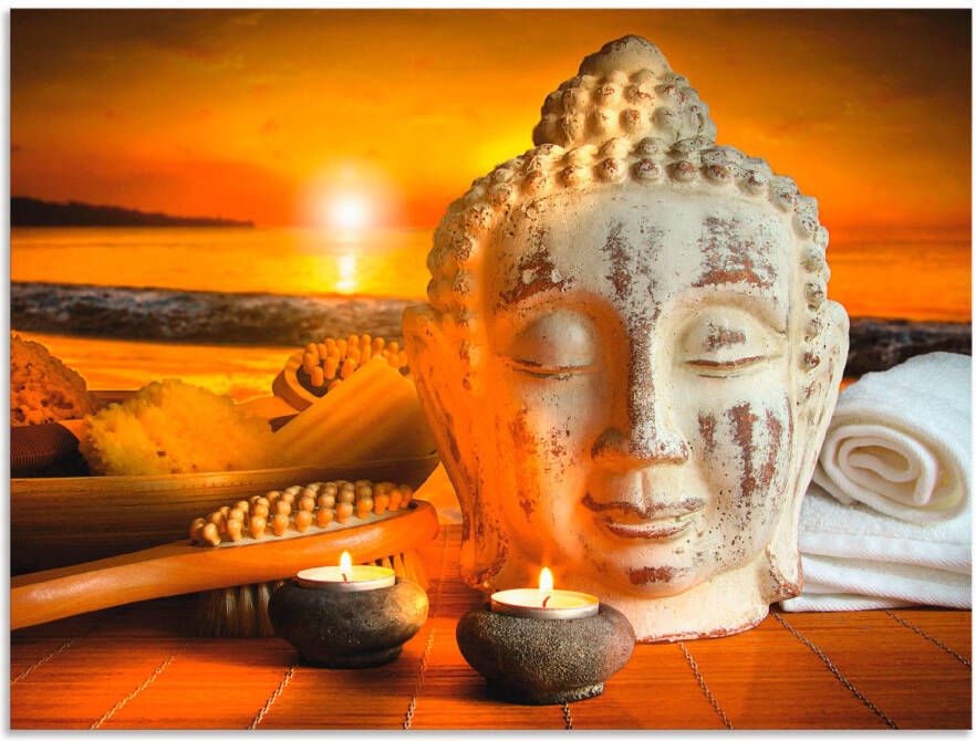 Artland Artprint Bad-accessoires met boeddha-standbeeld als artprint van aluminium artprint op linnen muursticker verschillende maten - Foto 7