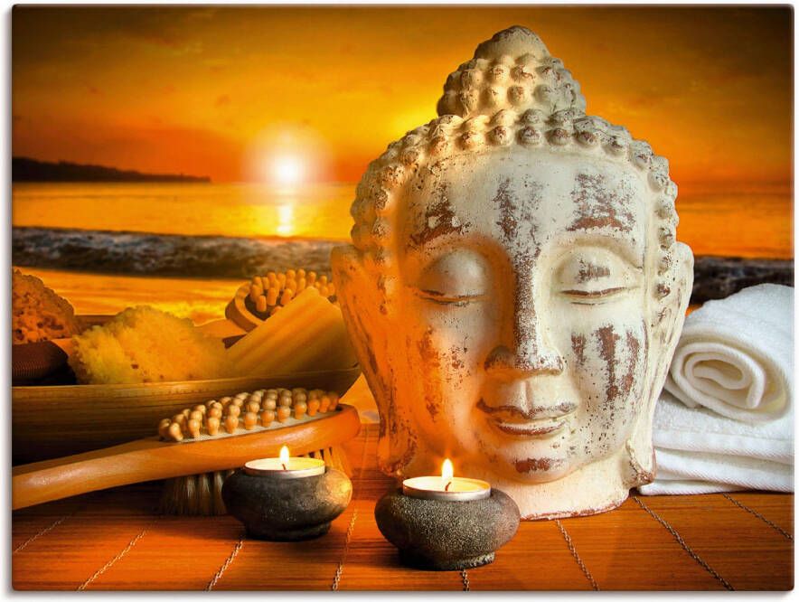 Artland Artprint Bad-accessoires met boeddha-standbeeld als artprint van aluminium artprint op linnen muursticker verschillende maten - Foto 9