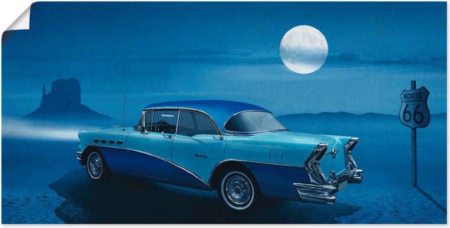 Artland Artprint Blauwe nacht op Route 66 als artprint op linnen poster in verschillende formaten maten - Foto 3