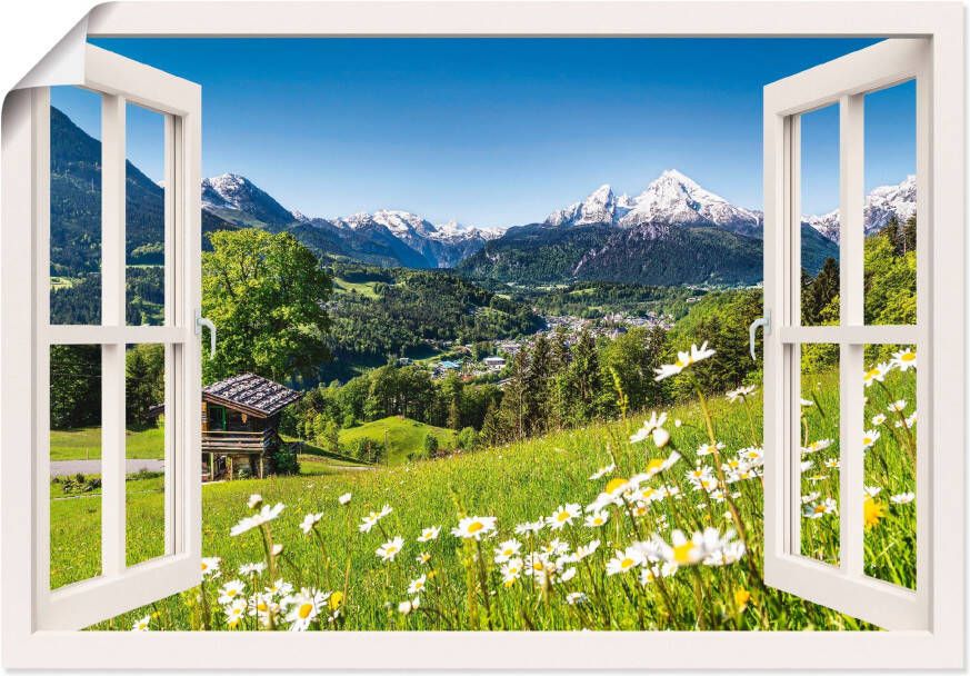 Artland Artprint Blik uit het venster Beierse Alpen als artprint van aluminium artprint op linnen muursticker of poster in verschillende maten - Foto 4