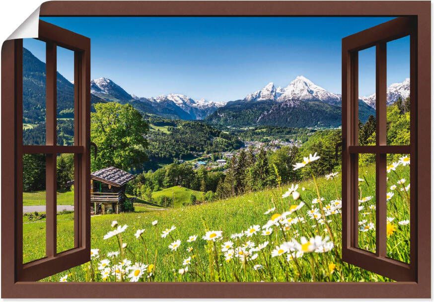 Artland Artprint Blik uit het venster Beierse Alpen als artprint van aluminium artprint voor buiten artprint op linnen poster muursticker - Foto 4