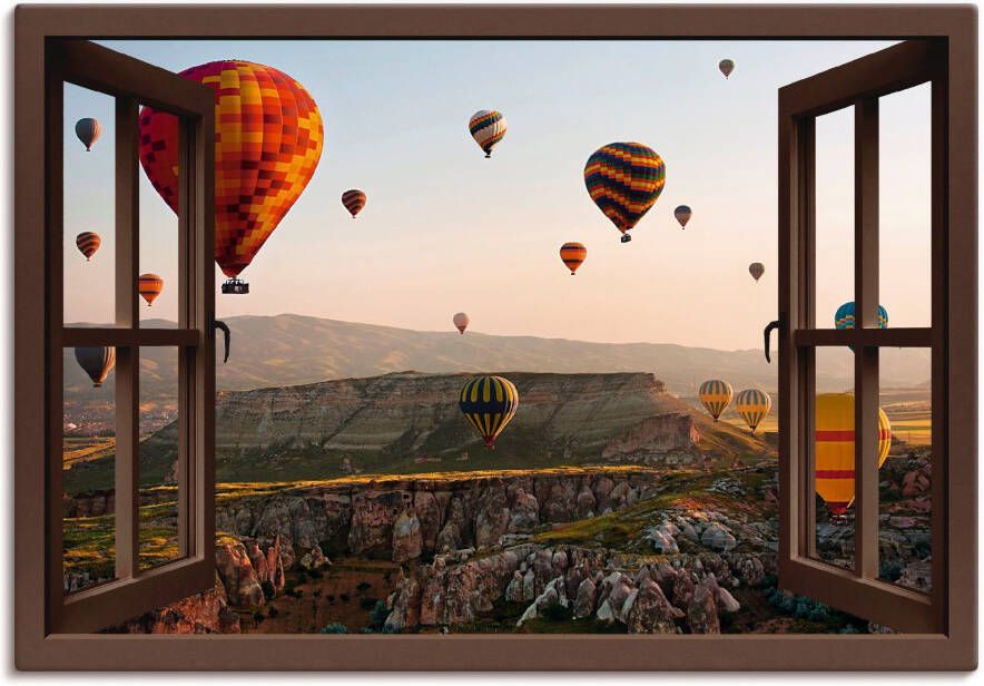 Artland Artprint Blik uit het venster Cappadocië ballonvaart als artprint op linnen poster muursticker in verschillende maten - Foto 4