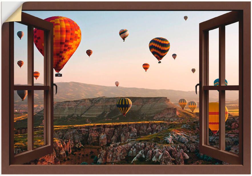 Artland Artprint Blik uit het venster Cappadocië ballonvaart als artprint op linnen poster muursticker in verschillende maten